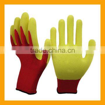 Red Polyester Foam Latex Lady Gloves Latex Picking Work Gloves