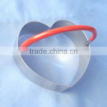 Stainless Steel Heart Shape Cookie Cutter with red handle