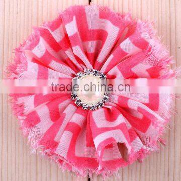 Handmade Fraying Chiffon Flower With Pearl Beads Center for Kids Hair Accessories for Baby Girl photo-2