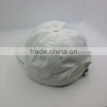 White Unstructured Washed Dad Cap Custom Distressed Hat photo-6