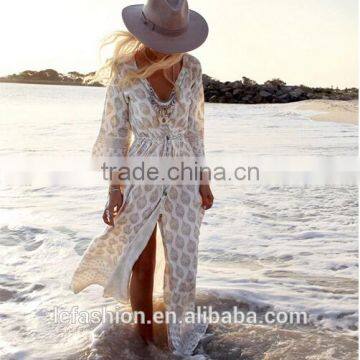 Summer beach style kimono dress print sexy long boho kimono