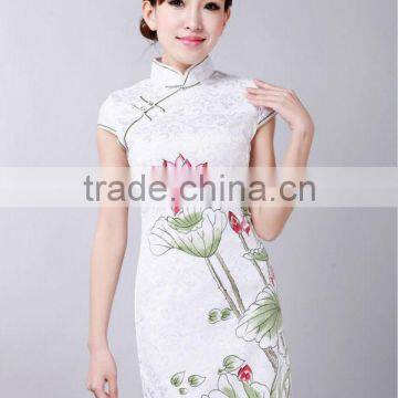 China manufacturers wholesale sleeveless satin cheongsam