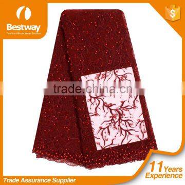 Ashy Grey 100% Polyester Beaded Frence Lace Fabric With Sequins FL1129-5 photo-3