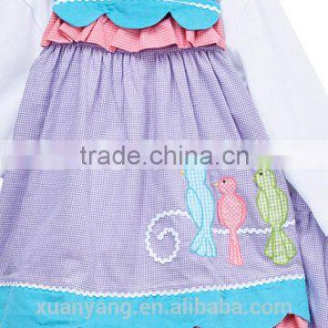 Hot Sale Embroidering Three Birds Ruffle Pants Infant Toddler Children Clothing Sweet Girl Ruffle Outfits photo-2