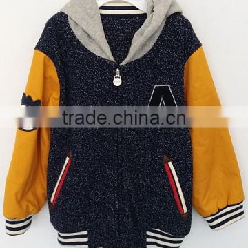 2016 cool boys muti-color embroidered coat with knitted hat for Autumn