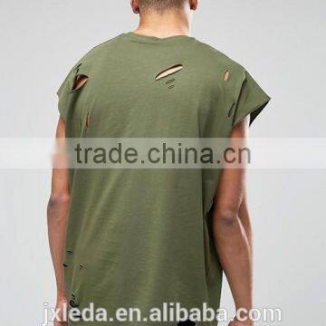 Customize Men Cheap 100% Cotton Super Oversized Jersey T-shirt With Distressing and Curved Hem photo-2