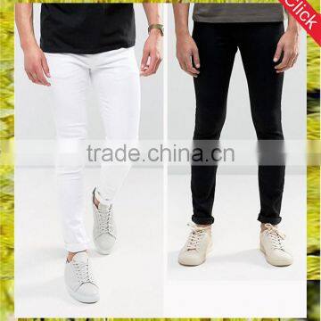 Hign quality spray on jeans men super skinny stretch fit blank jeans in black and white