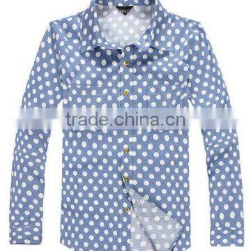 Polka Dot coton long sleeve for man/Couples check shirt