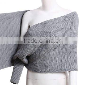 High Quality Women 100% Cotton Knitted Pashmina Scarf And Shawl China photo-5