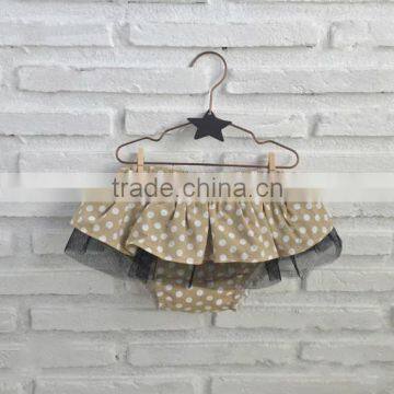Khaki Polka Dot Diaper Cover Skirt Girls Bloomer Dress Chiffon Underwear Bulk Wholesale China Factory photo-2