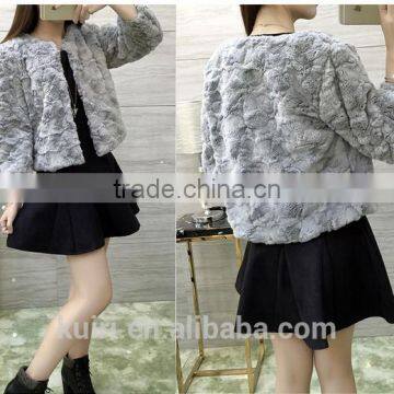 2016 New Genuine Rabbit Fur Coat Fashion Women Short Knitted Slim Coat Jacket Elegant Winter Warm Fur Rabbit Coats photo-3