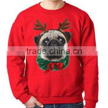 Custom sweatshirt long sleeve crew neck pullover pug dog reindeer funny CHRISTMAS SWEATERS for men