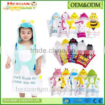 OEM factory or stocked designs HOT sale wholesale cheap advertising logo 100% cotton bird cartoon kids hooded poncho towel