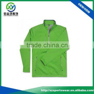 High Quality Shiny 92%polyester 8%spandex Green Color Mens Golf Sweatshirts