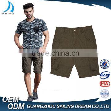 2016 100% cotton army green cargo pants quick dry pocket square box design match cargo shorts for men