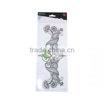 Paper Removable Waterproof Sternum Tattoo Sticker Body Art Green Flower Leaves Pattern Custom Temporary Tattoos Printing