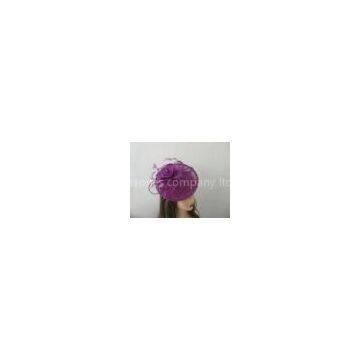 Elegant Medium Sinamay Purple Ladies' Fascinators For With Sinamay Flowers And Leaves