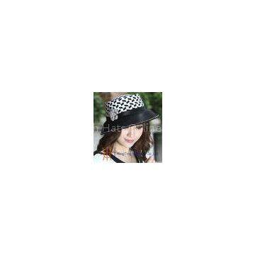 Black / White Formal Winter Satin Dress Women Dressy Church Hats With 100% Polyester