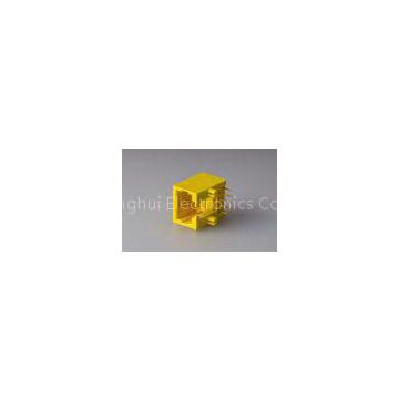 Plastic RJ45 Female Connector 8P8C , RJ45 Single Port  Modular Jack Yellow Gold Plated