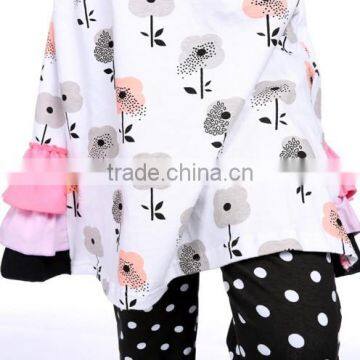 Wholesale Boutique Girl Clothes Ruffle Pants Flower Pattern Kids Outfit photo-4