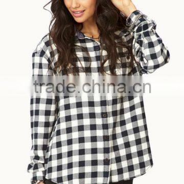 latest ladies long sleeve gingham shirt fashion blouses 2014