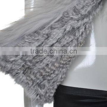 YR243 Knitting Rabbit Fur Vest 1*2 Knit Women Real Raccoon and Rabbit Fur Vest Wholesale OEM photo-6