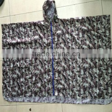 OEM factory military poncho waterproof breathable camouflage pu rain poncho adult