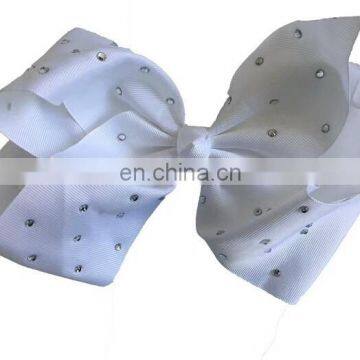 New Design Fabric Big Size 18cm Bowknot Metal Hair Clips Rhinestone Stick Fabric Bowknot With Alligator Clips for Kids photo-5