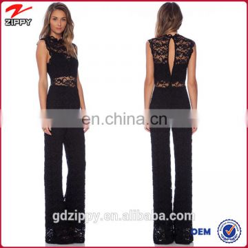 Black Sleeveless Sexy Lace Jumpsuits