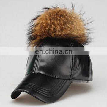 2017 hot sale Retro hair ball baseball cap Korean fashion warm fur cap