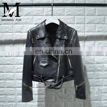 High Fashion Real Leather Jacket Woman Cheap Short Leather Spring Jackets Women