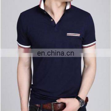 2016 Fashion New Design Solid Color Men's Short Sleeve Polo T Shirt Slim T-shirt with Chest Pocket