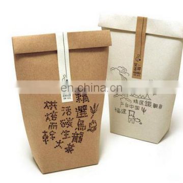 Custom Printed Food Kraft Paper Bags Lined Aluminum Foil Paper Coffee Bag