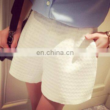 2017 Summer China Clothing Manufacurer Ladies Elegant Waffle Fabric High-waisted Shorts