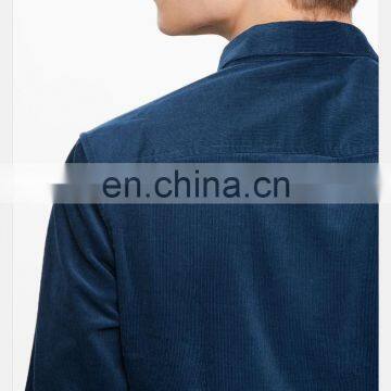 T-MSS544 Men Long Sleeve Navy Blue 100% Cotton Corduroy Dress Shirt photo-4