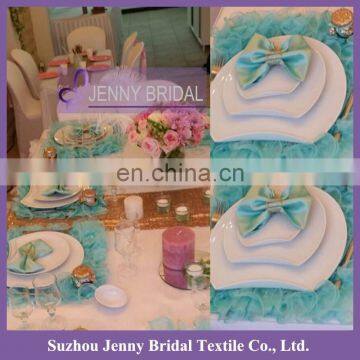 NP018C Turquoise 3d Organza Ruffles Kids Placemats for Dining Table photo-5