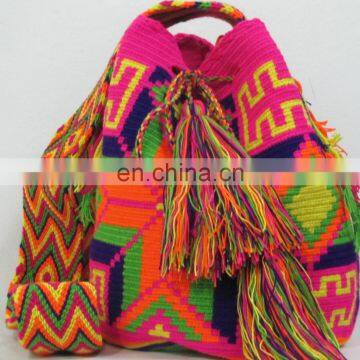 Pink And Green Color Wayuu Bag