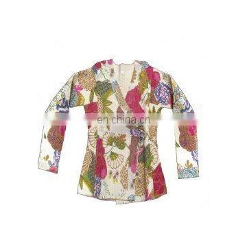 Indian Women Cotton Jacket Ethnic Kantha Printed Reversible Fashion Jaket Coats Kantha Jacket Sleeves ladies Reversible Ethnic