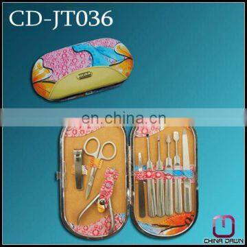 9pcs promotional leather manicure set CD-JT036