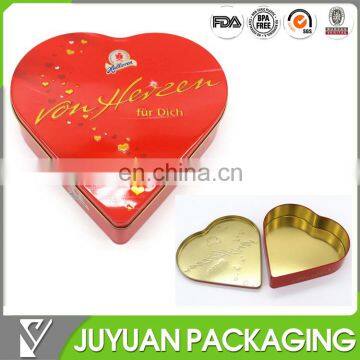 heart shape empty tin plate metal candy box for wedding