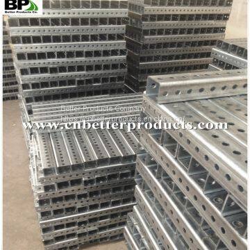 sign post system consists of square, perforated, welded steel tubing