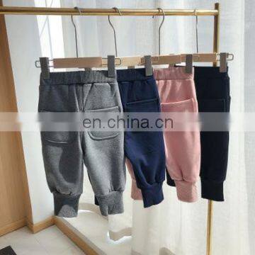 2020 Korean version of autumn and winter all-in-one velvet casual pants boys and girls pocket pants