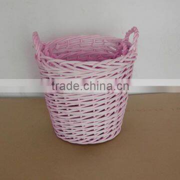 Cheap Pink Wicker Laundry Basket