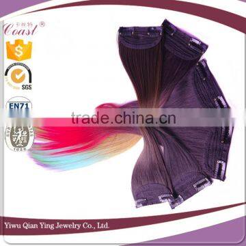 Fashion Ombre Straight Synthetic Fiber Two Tone Color Easy Clips Hair Extension photo-4