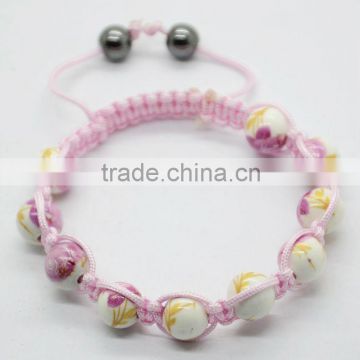 Joya gift gemstone bracelet Pink Color Woven ceramic Beads Bracelet