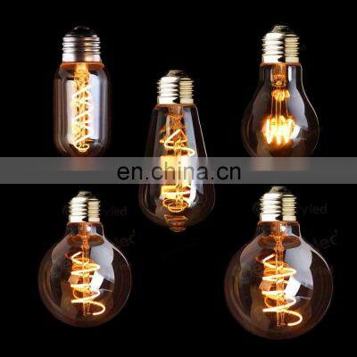 T45 A19 ST64 G80 G95 G125 Dimmable Spiral LED Filament Light Bulb 3W 2200K E27 110V/220V