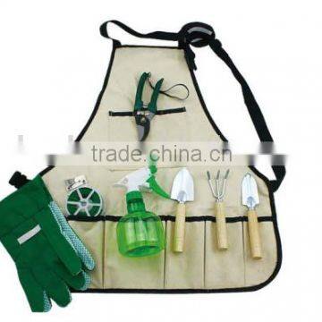 8pcs Gardening Apron with complete and Portable Eight Piece Garden Tool Set