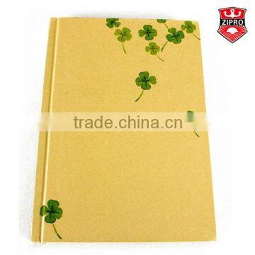 High quality recyle brown kraft notebook drawing pad Three Leafed Clover Lucky Clover Four Leaf Clover notebook