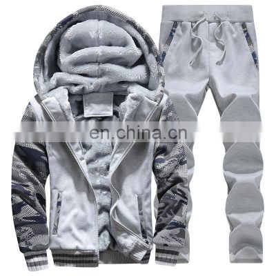 Wholesale custom 2021 winter wear plus velvet men's sports camouflage suit men's plus size slim and thick warm jacket