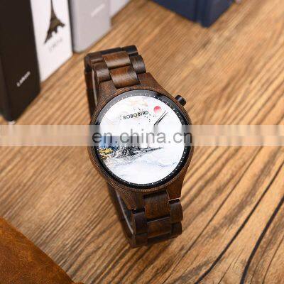 Fashion Ink Painting Stylish Timepiece Handmade Wood Watches Men Clock Japan Movement Quartz Wristwatch Dropshipping photo-4